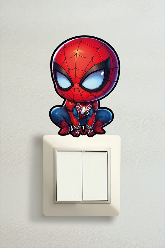 Örümcek Adam Sticker 7,5x11 Cm Su Geçirmez Yüksek Çözünürlüklü Lamba Priz Ev Dekorasyon Sticker