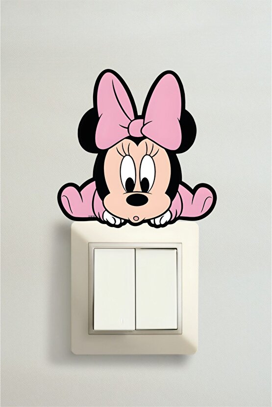 Minny Mouse 10x10 Cm Su Geçirmez Yüksek Çözünürlüklü Lamba Priz Duvar Ev Dekorasyon Çocuk Sticker
