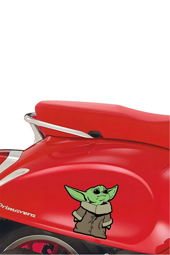 Baby Yoda Sticker 13,5x13,5 Cm Su Geçirmez Yüksek Çözünürlüklü Araba Laptop Oto Motor Kask Sticker