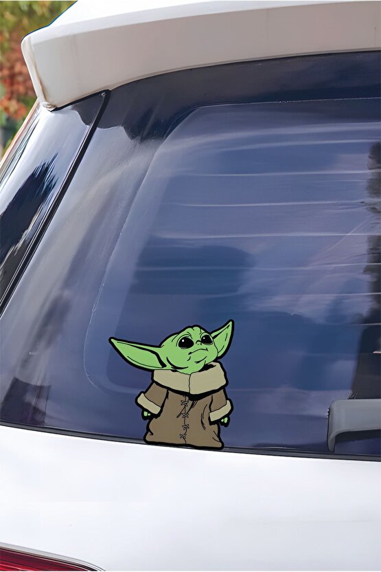 Baby Yoda Sticker 13,5x13,5 Cm Su Geçirmez Yüksek Çözünürlüklü Araba Laptop Oto Motor Kask Sticker