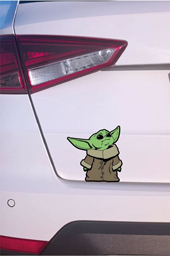 Baby Yoda Sticker 13,5x13,5 Cm Su Geçirmez Yüksek Çözünürlüklü Araba Laptop Oto Motor Kask Sticker