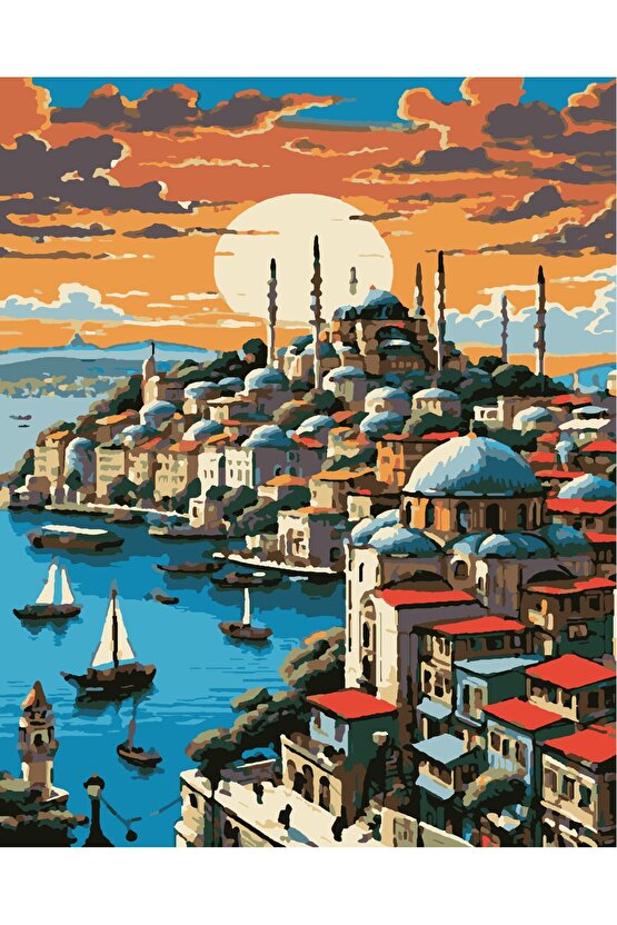 Sayılarla Boyama Kasnaklı Tablo Seti Fırça Boya Dahil 40x50 İstanbul
