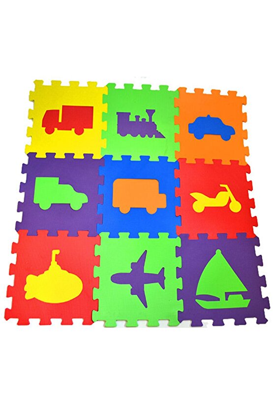 Renkli 33 X 33 Cm Taşıtlar Yer Döşeme Eva Puzzle Set 305