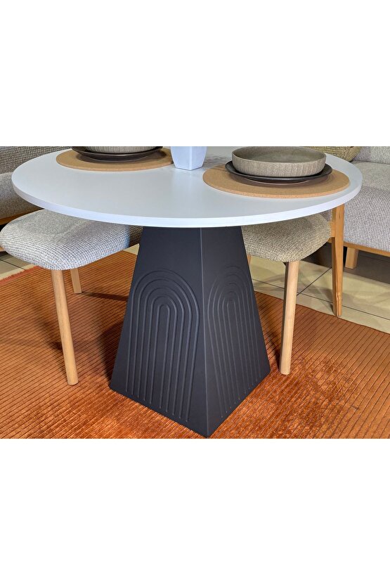 90 cm Yuvarlak Bohem Ahşap Yemek Masası - Fungi Serisi - Mutfak Balkon Kafe masası