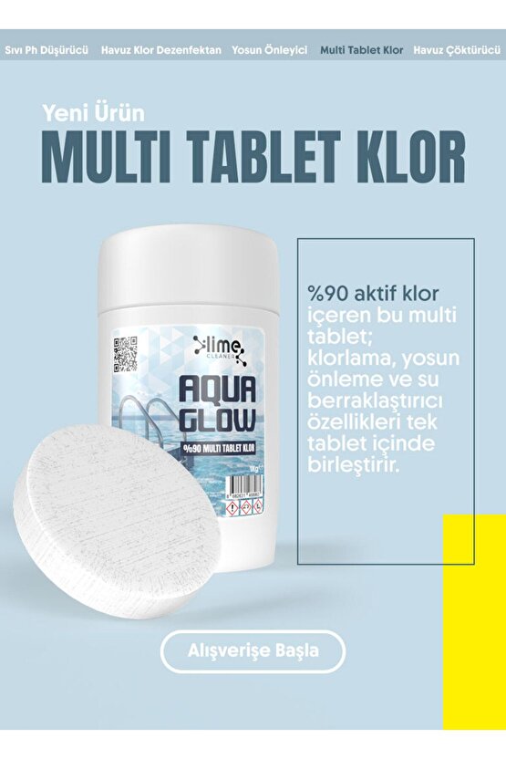 %90 Multi Tablet Klor Havuz Dezenfektanı 3Kg