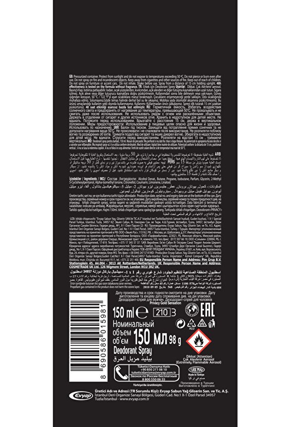 Gold Men Erkek Deodorant 3x150ml