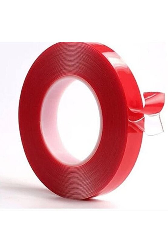 Silikonlu Çift Taraflı Bant 15MMx5 Metre Süper Güçlü Yapışkan, İz Bırakmaz | Şeffaf Montaj Bandı