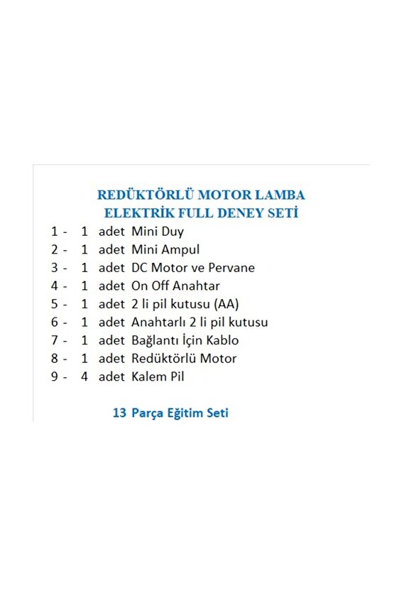 REDÜKTÖRLÜ MOTOR LAMBA ELEKTRİK FULL DENEY SETİ