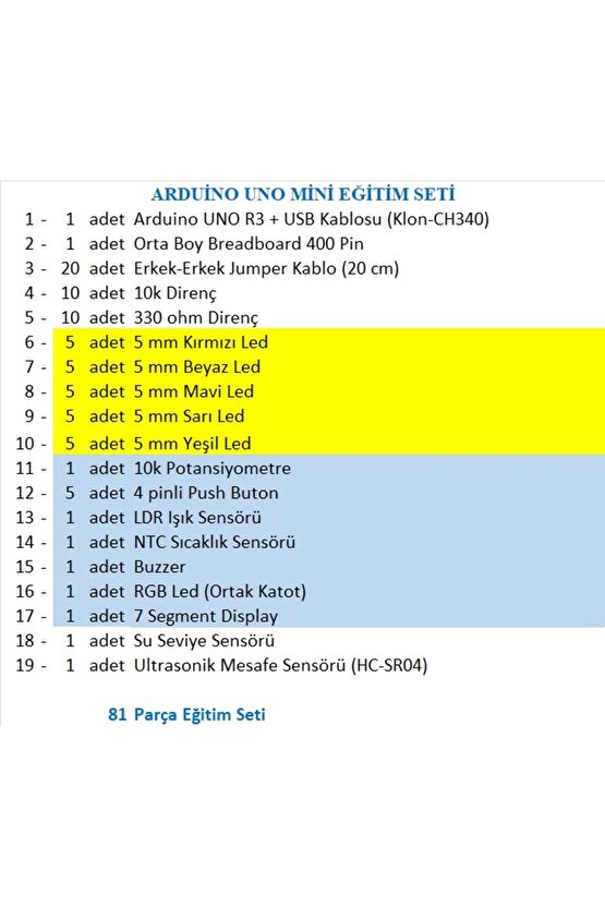 ARDUİNO UNO MİNİ EĞİTİM SETİ