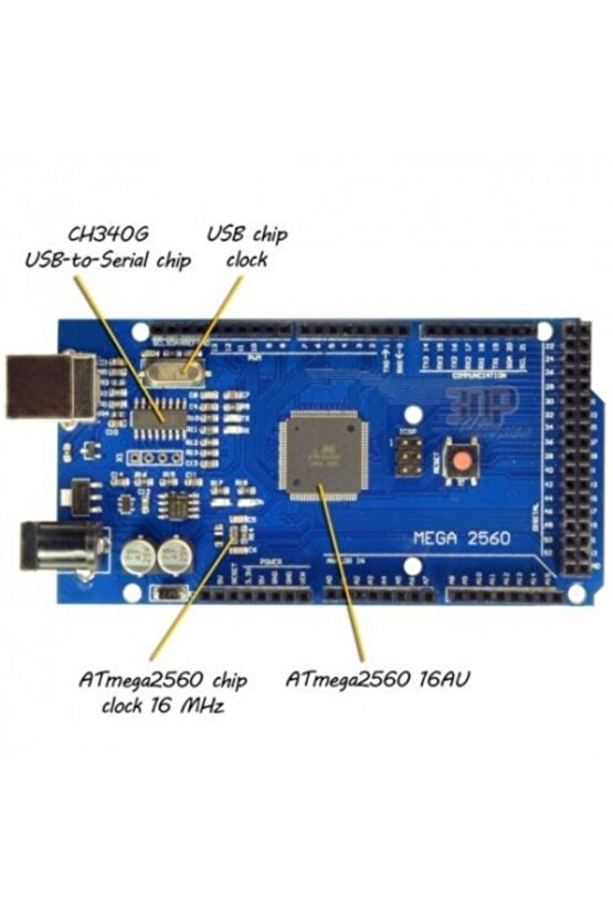 Arduino MEGA 2560 R3 Klon + USB Kablo - (USB Chip CH340)