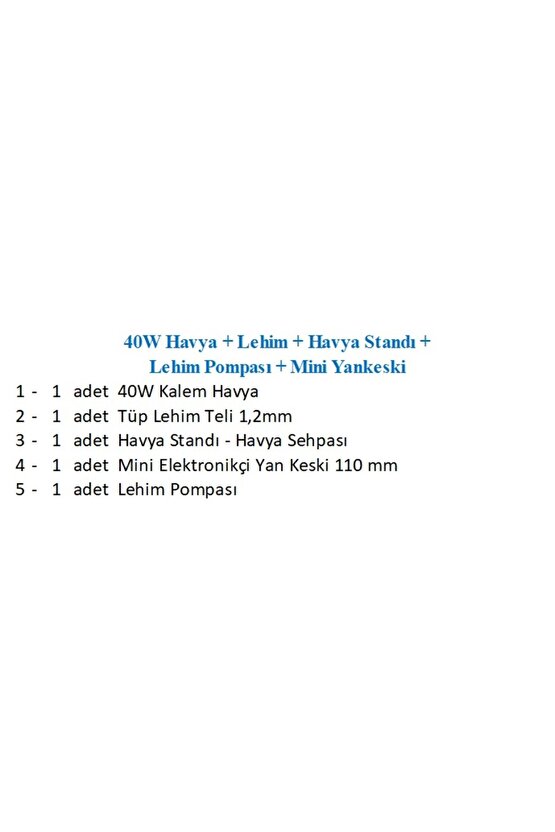 40W Havya + Lehim + Havya Standı + Lehim Pompası + Mini Yankeski