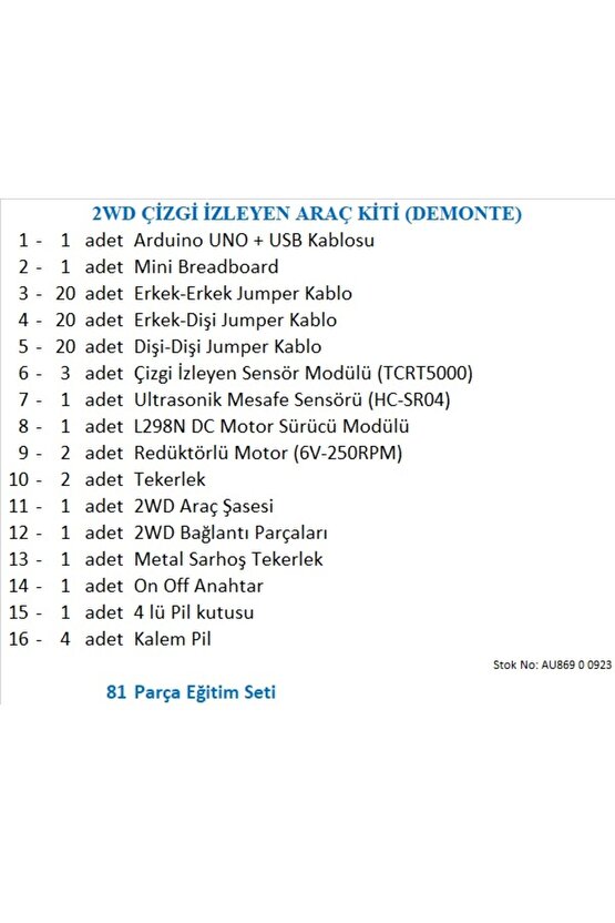 2WD ÇİZGİ İZLEYEN ARAÇ KİTİ (DEMONTE)