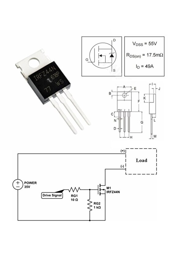 Irfz44 N Kanal Mosfet - 55v 49a Mosfet - To220