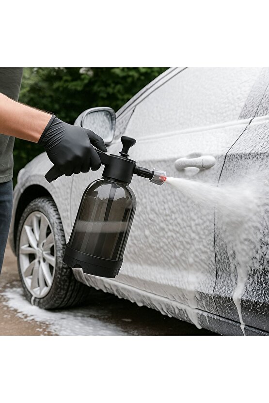 Oto Araç Yıkama Pompası El Değmeden Köpük Püskürtme 2 Litre Yeni Nesil Siyah Şeffaf !