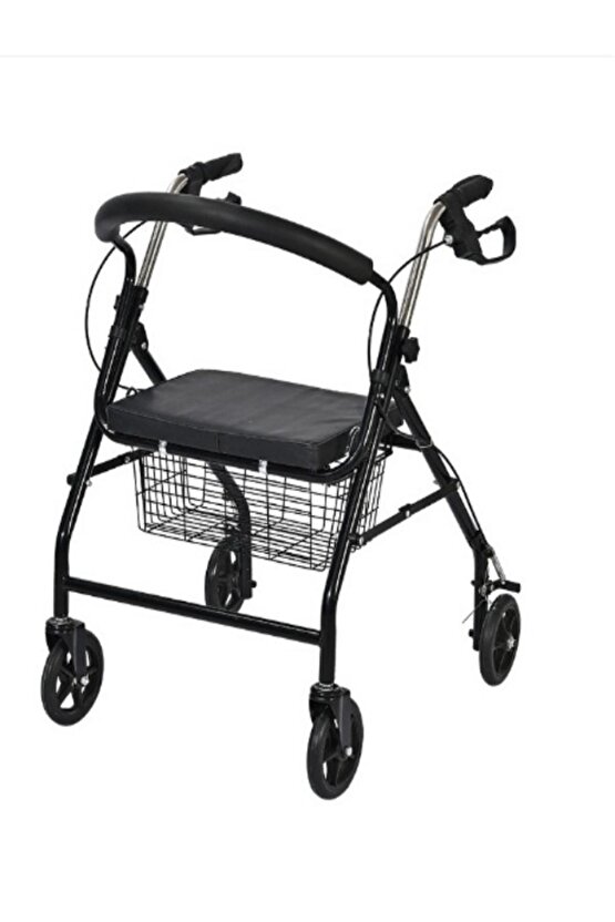 Rolatör Tekerlekli Yürüteç Hasta Yaşlı Yürüteçi Oturaklı 4 Tekerli 130 kg Taşıma Kapasiteli