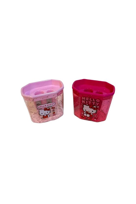 TMN 581995 HELLO KITTY ÇİFT BIÇAKLI (GÖZLÜ) HAZNELİ DİKDÖRTGEN KALEMTRAŞ - (TEKLİ)