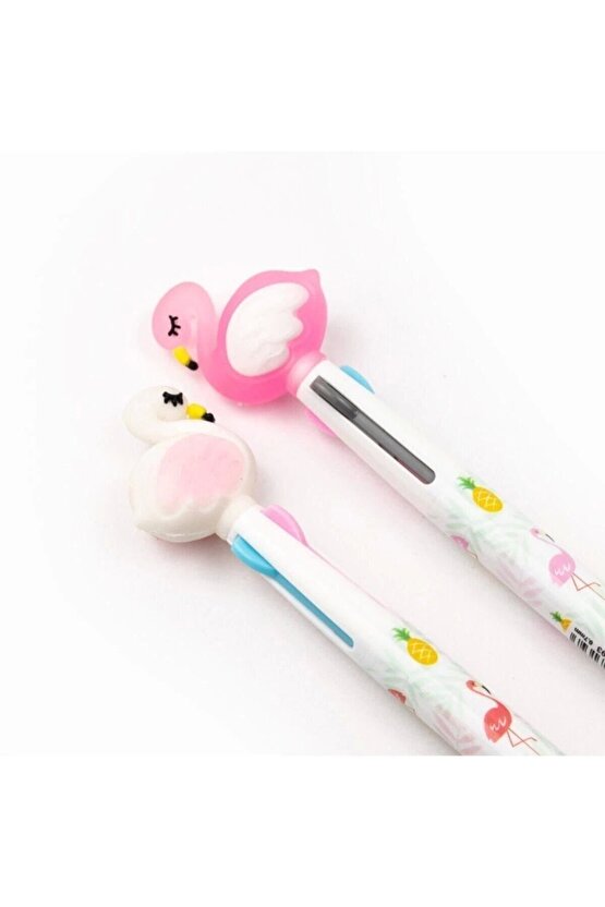 Toz Pembe Flamingo 3 Renk Multi Tükenmez Kalem 1 Adet