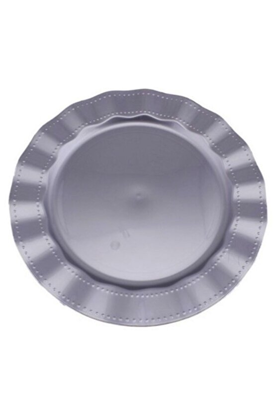 Gri Plastik Mika Yuvarlak Tabak 26 cm 6 Adet
