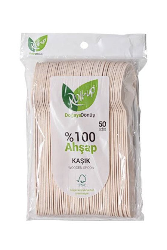 Roll Up Doğaya Dönüşümlü Ahşap Tahta Kaşık 50li