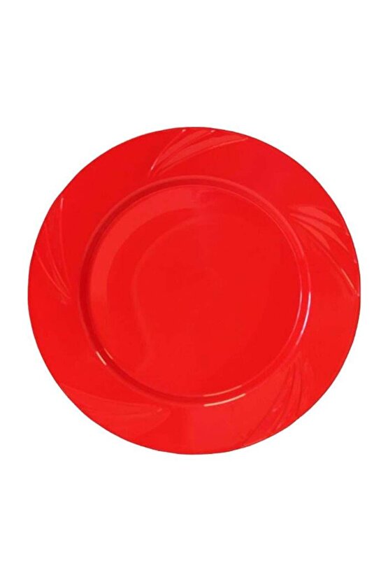 Kırmızı Yuvarlak Mika Tabak 26 cm 6 Adet