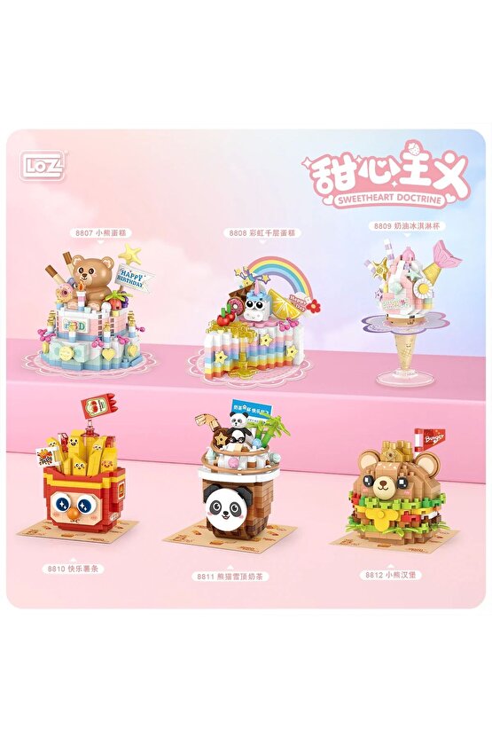 Mikro Blok Burger Pasta 260 Parça - Lego Setleri - Loz Mini Lego - Pasta Lego - Loz Lego - Mikro Blo
