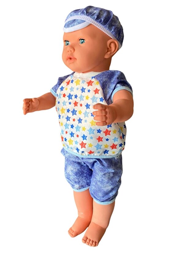 Oynar Gözlü Türkçe Konuşan Berke Kel Et Bebek 60 Cm. - Konuşabilen Bebek - Kel Büyük Bebek