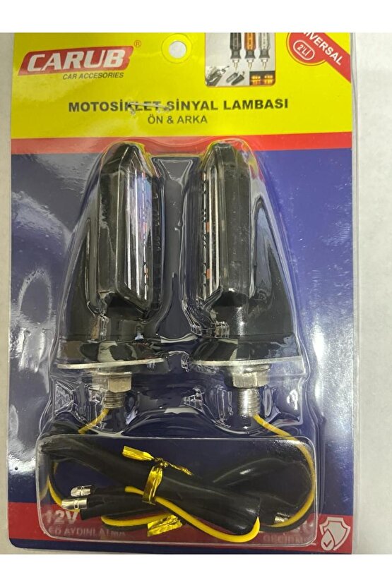 Motosiklet Sinyal Lamba Üniversal 12V Beyaz Cam Sarı Led 2Li