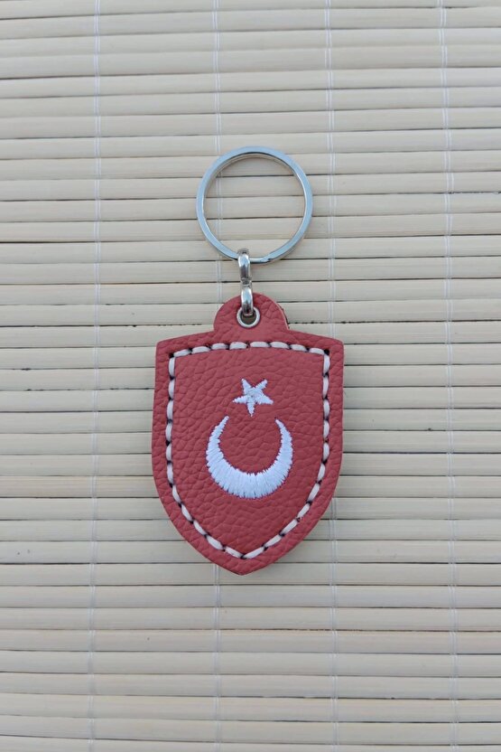 Siyah Renkli 152. Filo Ayyildiz Hakiki Deri Hediyelik Anahtarlik