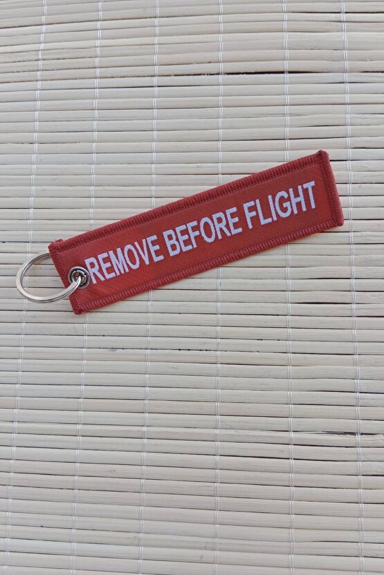 F 35 remove before flight yazili kirmizi beyaz nakis bez anahtarlik