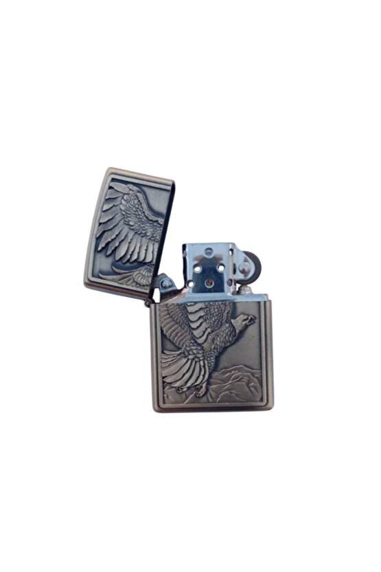 Sari renkli Kartal Desenli kabartmali premium zippo Cakmak