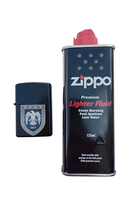 Siyah Hava Kuvvetleri Amblemli Benzinli premium zippo Cakmak