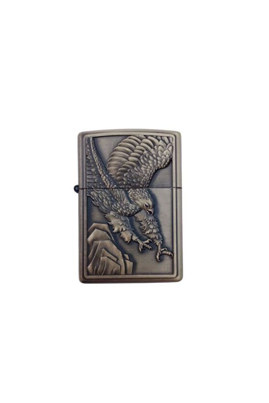 Sari renkli Savasci Kartal Desenli kabartmali premium zippo Cakmak