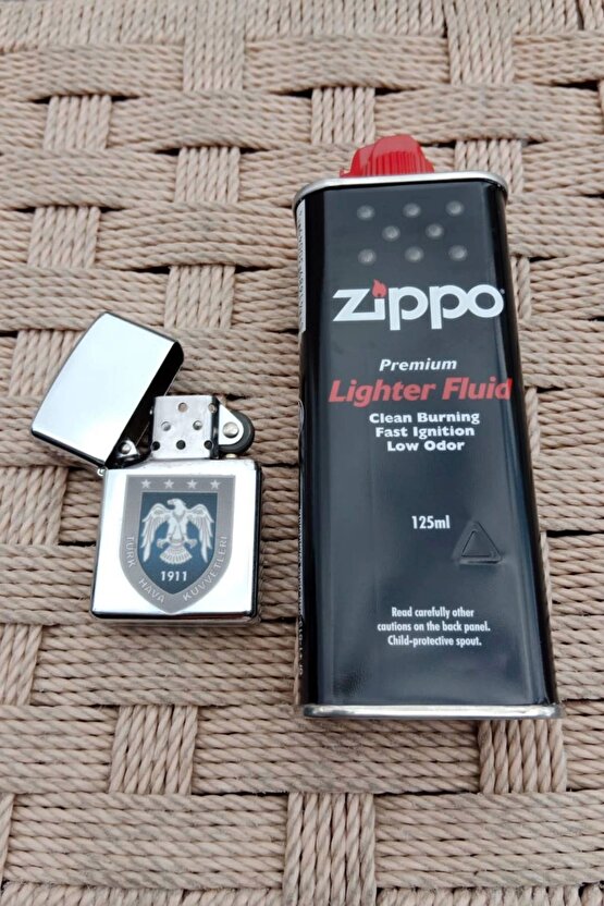 Hava Kuvvetleri Amblemli Benzinli premium Metal zippo Cakmak