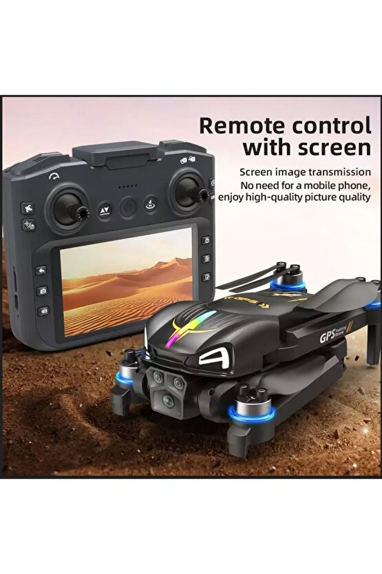GPS Lİ DRONE EKRANLI UZAKTAN KUMANDA APP DESTEKLİ QUADCOPTER BRUSHLESS MOTOR 4K KAMERA
