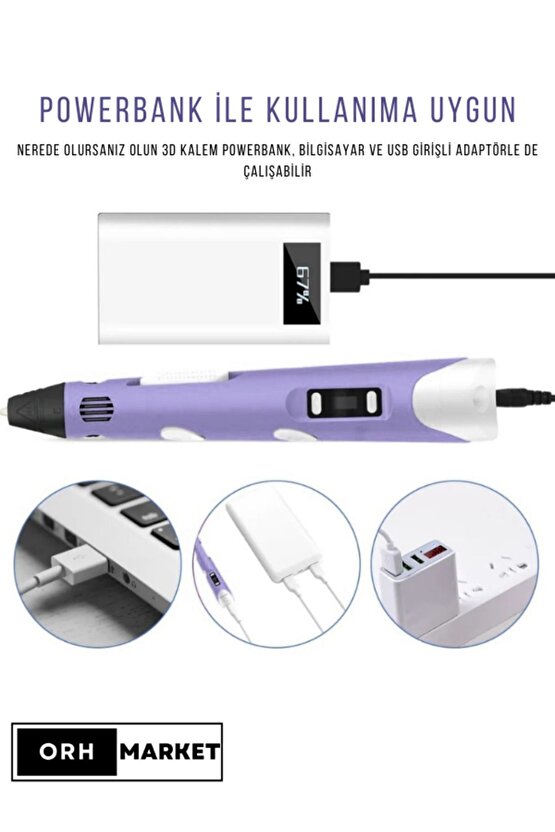 3d Pen - 3d Üç Boyutlu Yazıcı Kalem Printer 3 Renk Filament