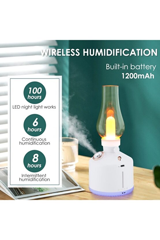 Retro Hava Nemlendirici Vintage Gece Lambası Mist Püskürtücü Aromaterapi Difüzör Hava Nemlendirici