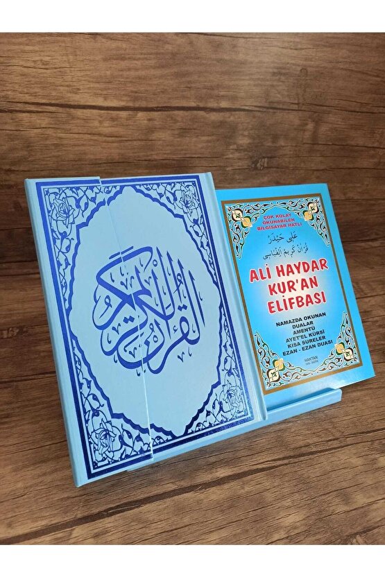 Haktan Yayınları Kuran Kursu Seti; Orta Boy Mavi Kuran, Elifba, Rahle