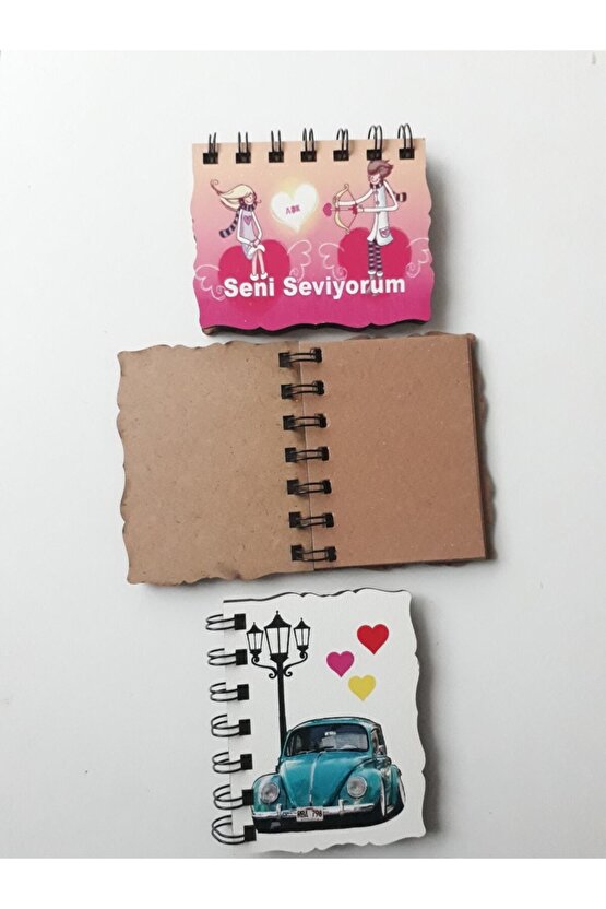 Aşk&arabalı Ahşap Anı&hatıra Defteri 10x8 Cmkaligrafi Fon Hediyeli