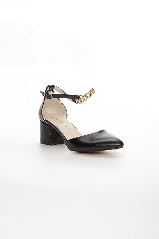 Zincirli Kısa Stiletto Siyah Mat