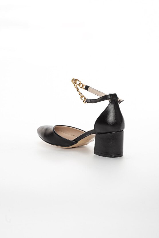 Zincirli Kısa Stiletto Siyah Mat