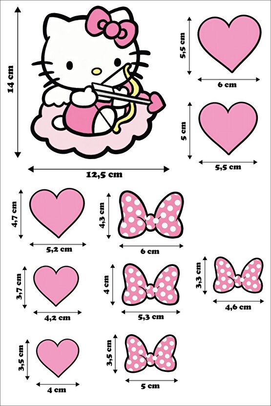 Hello Kitty Set Sticker Su Geçirmez Yüksek Çözünürlüklü Araba Motorsiklet Kask Laptop Duvar Sticker
