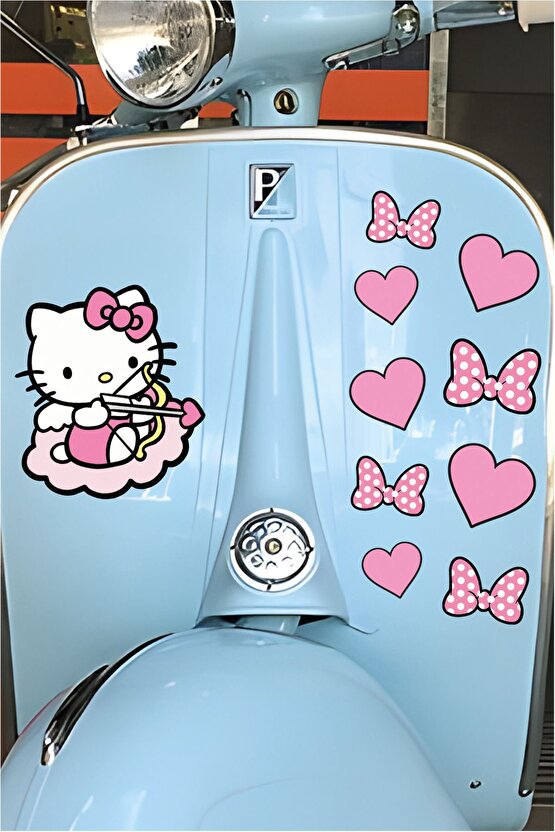 Hello Kitty Set Sticker Su Geçirmez Yüksek Çözünürlüklü Araba Motorsiklet Kask Laptop Duvar Sticker