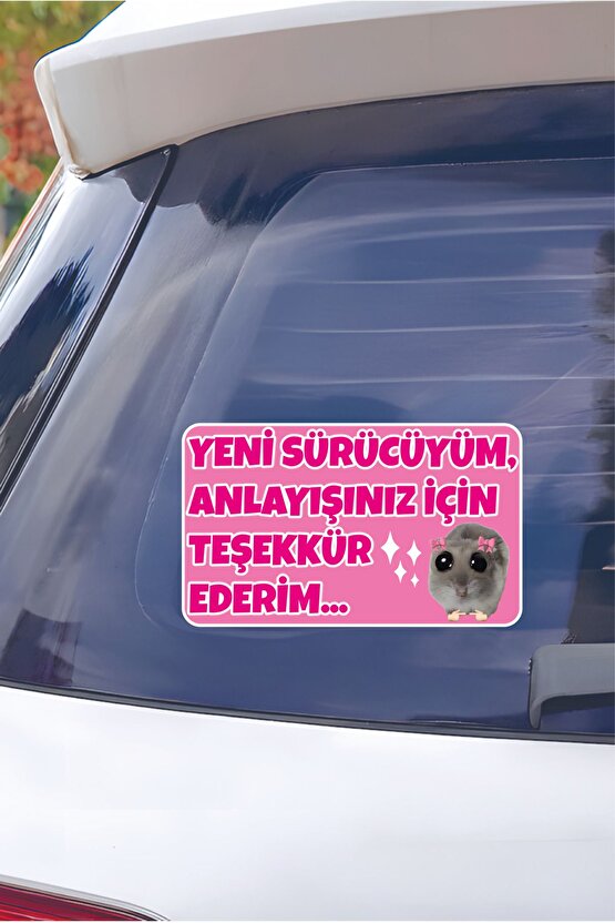 Acemi Sürücü Yeni Sürücü Sticker 22x13 Cm Su Geçirmez Sticker Araba Motor Duvar Cam Etiket Sticker