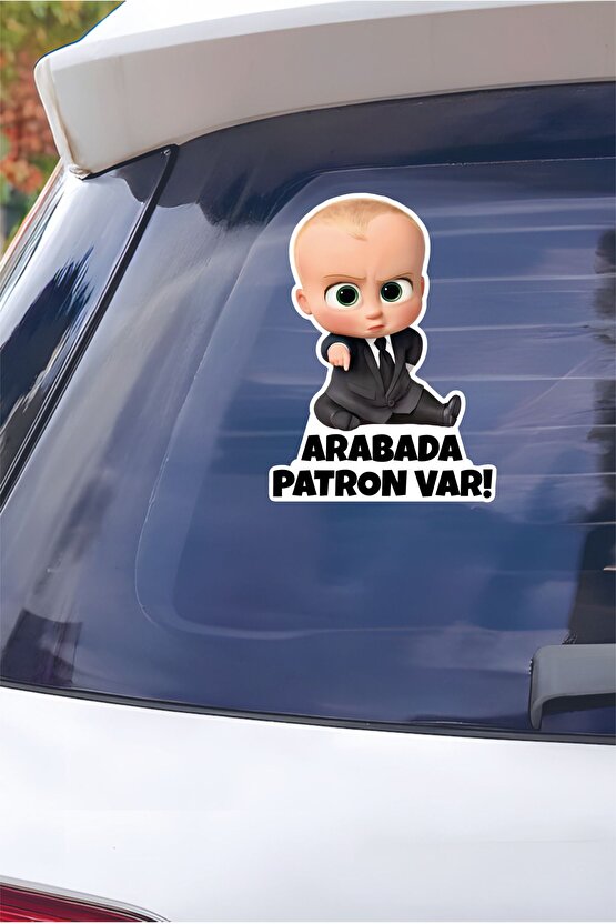 Patron Bebek Arabada Bebek Var Sticker 15x20 Cm Su Geçirmez Yüksek Çözünürlüklü Araba Sticker