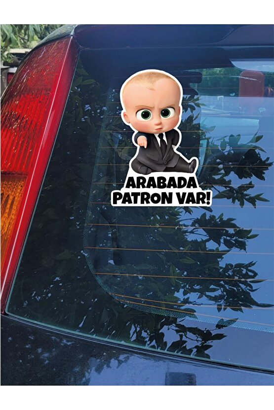 Patron Bebek Arabada Bebek Var Sticker 15x20 Cm Su Geçirmez Yüksek Çözünürlüklü Araba Sticker