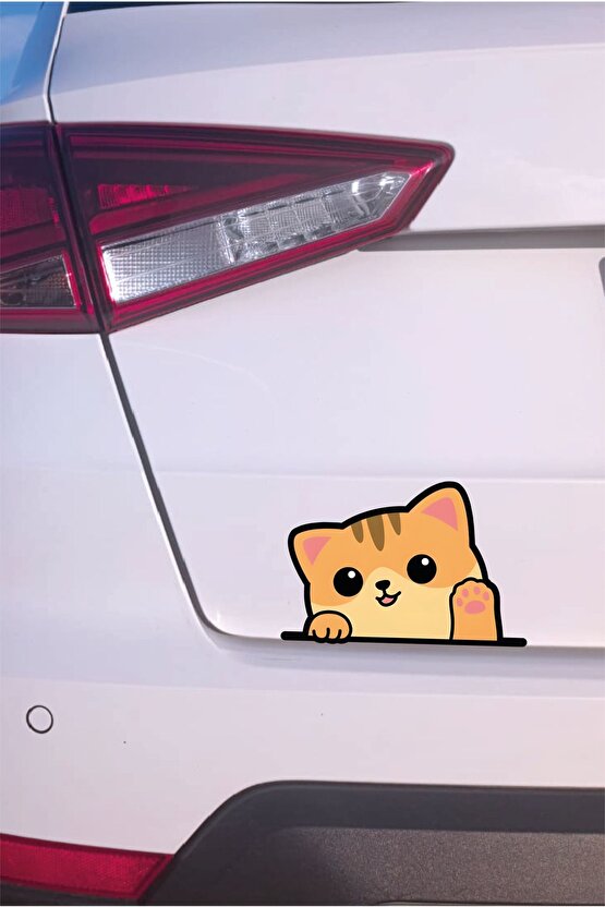 Sarman Kedi Sticker 14x9,5 Cm Su Geçirmez Yüksek Çözünürlüklü Araba Laptop Motorsiklet Kask Sticker