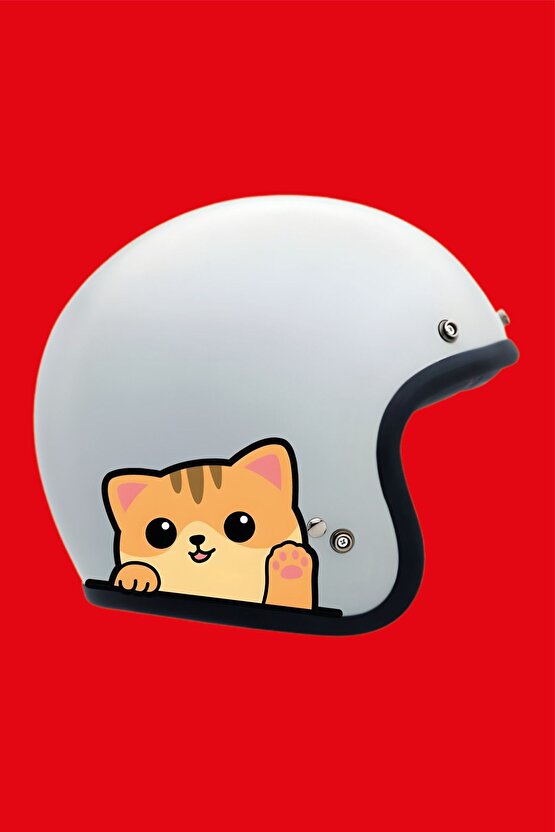 Sarman Kedi Sticker 14x9,5 Cm Su Geçirmez Yüksek Çözünürlüklü Araba Laptop Motorsiklet Kask Sticker