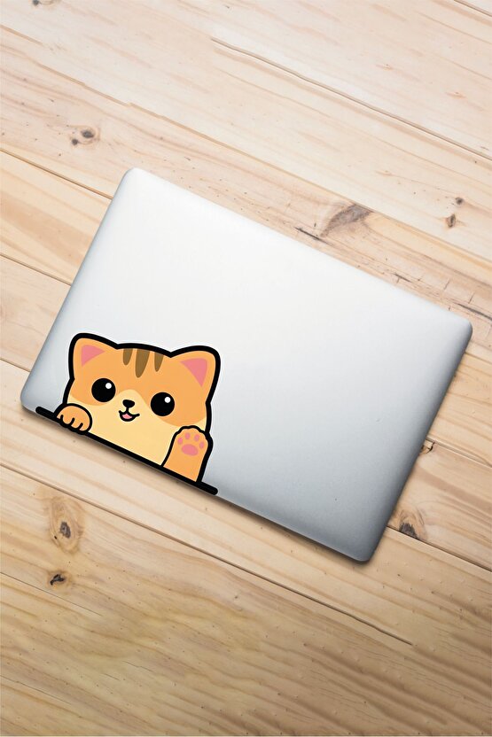 Sarman Kedi Sticker 14x9,5 Cm Su Geçirmez Yüksek Çözünürlüklü Araba Laptop Motorsiklet Kask Sticker