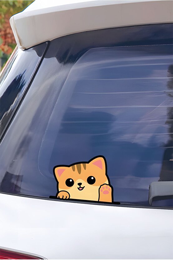 Sarman Kedi Sticker 14x9,5 Cm Su Geçirmez Yüksek Çözünürlüklü Araba Laptop Motorsiklet Kask Sticker