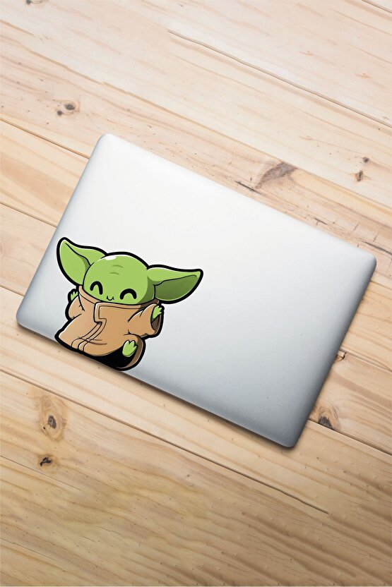 Baby Yoda Sticker 13,5x12 Cm Su Geçirmez Yüksek Çözünürlüklü Araba Laptop Motor Kask Duvar Sticker